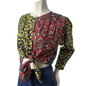 Sportsgirl Boho Flower Print Blouse Women's Small Cottagecore Coastalgrandmother